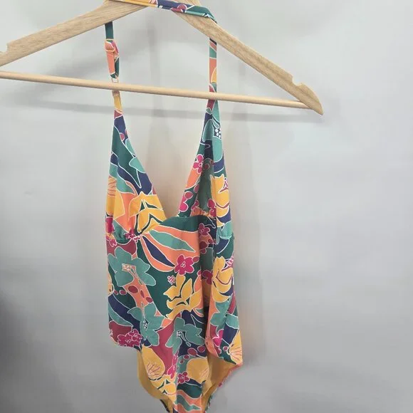 Marine Layer Yellow Tropical Plunge Reversible One Piece Swimsuit Medium NWOT - Picture 1 of 12